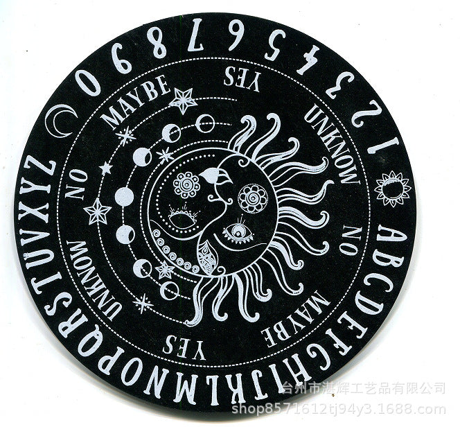 黑白七星阵摆盘松木能量板木质雕刻图案工艺品家居冥想摆件挂饰