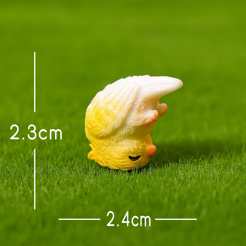 Mini Yellow Parrot Figurine in Eight Playful Poses, Tiny Bird Accent for Fairy Gardens, Desks, Bookshelves and Cheerful Gifts