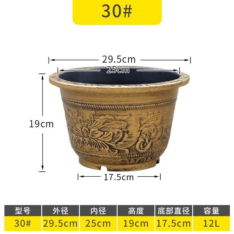 Vintage Resin Flower Pot with Historical Craftsmanship, Outer Diameter 29.5-149cm & Inner Diameter 25-130cm, Retro Planter for Indoor/Outdoor Garden Decoration