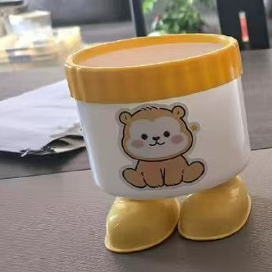 Playful Bear Pencil Holder with Little Feet, Colorful Desktop Pen Cup and Stationery Organizer for Cozy Workspaces