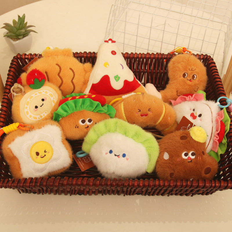 Mini Food Plush Bag Charm, 10 cm Cute Dessert and Snack Keychain for Backpacks, Handbags and Playful Gifts