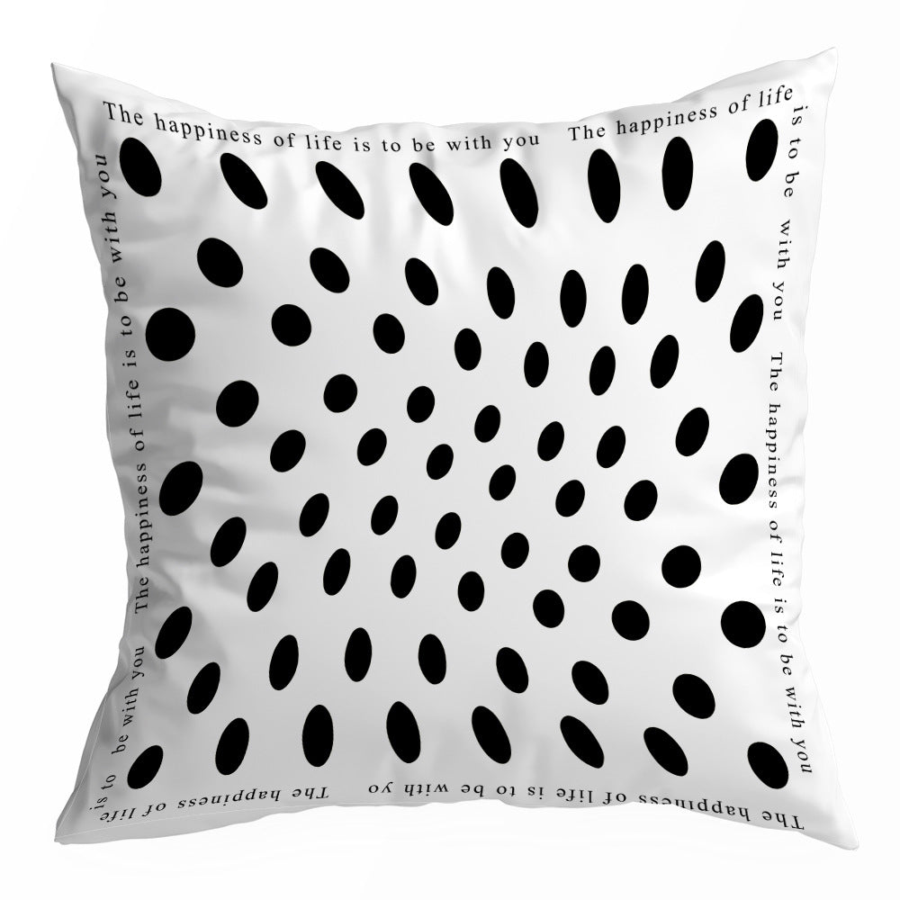 Black and Cream Decorative Pillow Cover, Retro Floral and Geometric Prints, 45 x 45 cm Sofa Cushion Cover