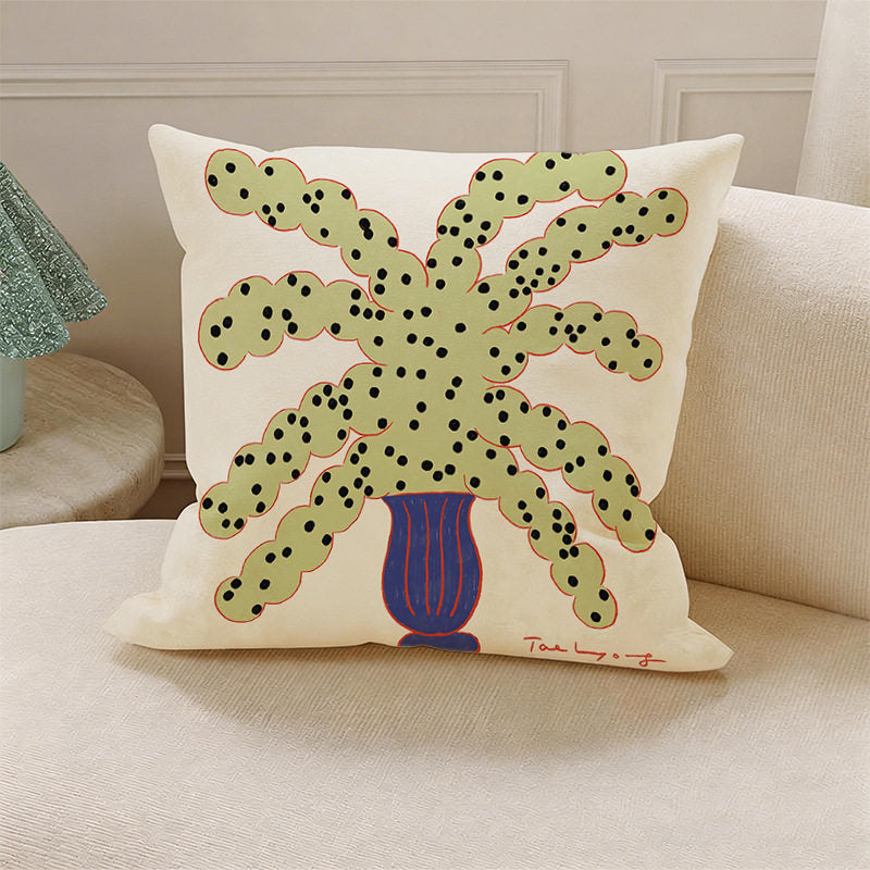 Green Botanical Decorative Pillow Cover, Double-Sided Leaf-Inspired Cushion Case for Sofa, Bedroom and Cozy Home Decor