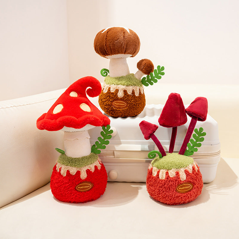Whimsical Mushroom Plant Plush, Three Cozy Potted Styles for Desks, Shelves and Thoughtful Gifts