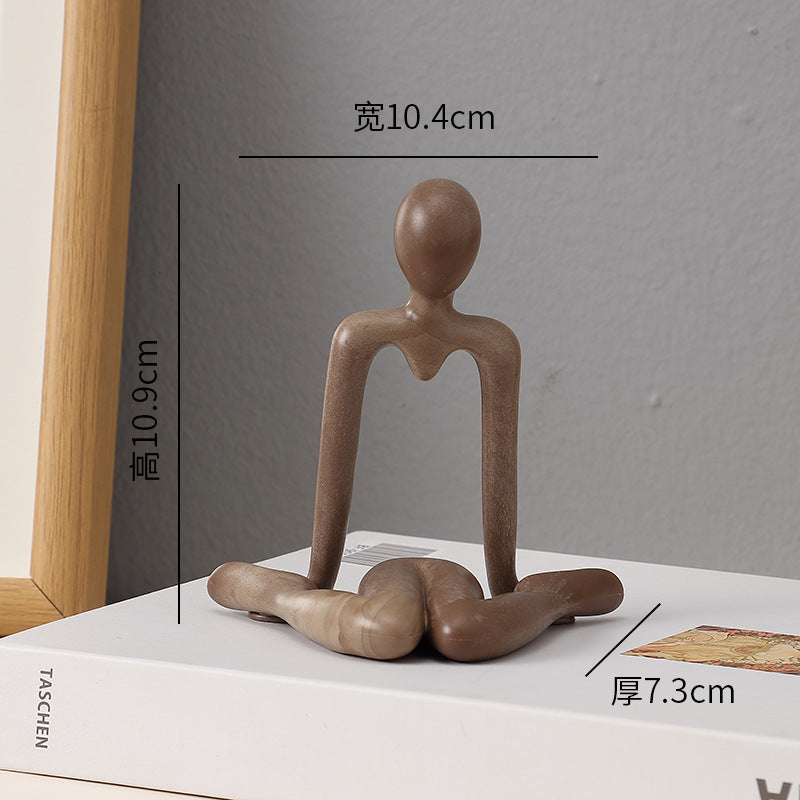 Abstract Thinker Figurine in Four Seated Poses and Four Colors, Modern Mini Sculpture for Desks, Shelves and Creative Gifts