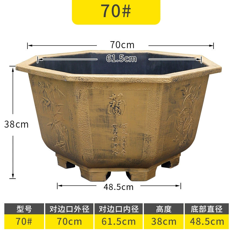 Vintage Resin Flower Pot with Historical Craftsmanship, Outer Diameter 29.5-149cm & Inner Diameter 25-130cm, Retro Planter for Indoor/Outdoor Garden Decoration