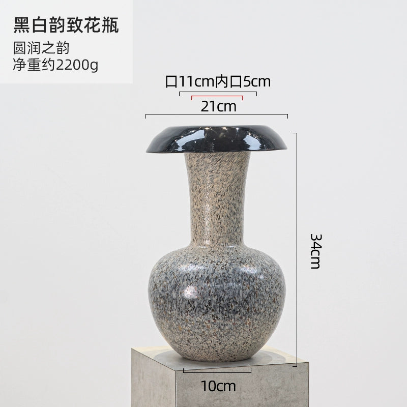 Black glass wabi sabi style vase
