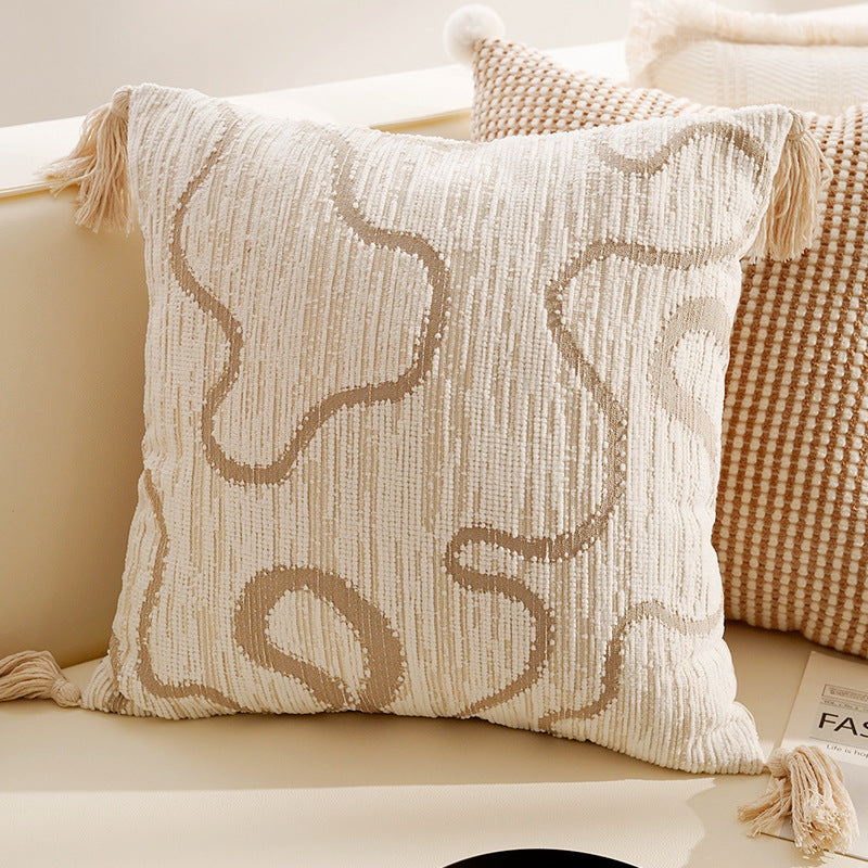 Vintage Cream and Brown Pillow Covers, Rose, Tufted and Geometric Designs for Sofas and Cozy Bedrooms