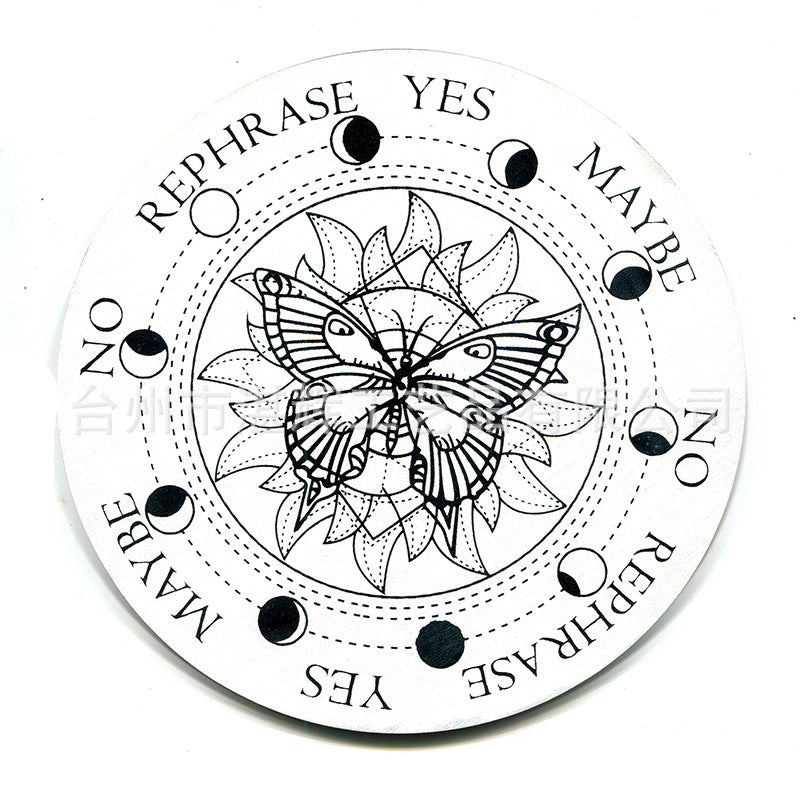 黑白七星阵摆盘松木能量板木质雕刻图案工艺品家居冥想摆件挂饰