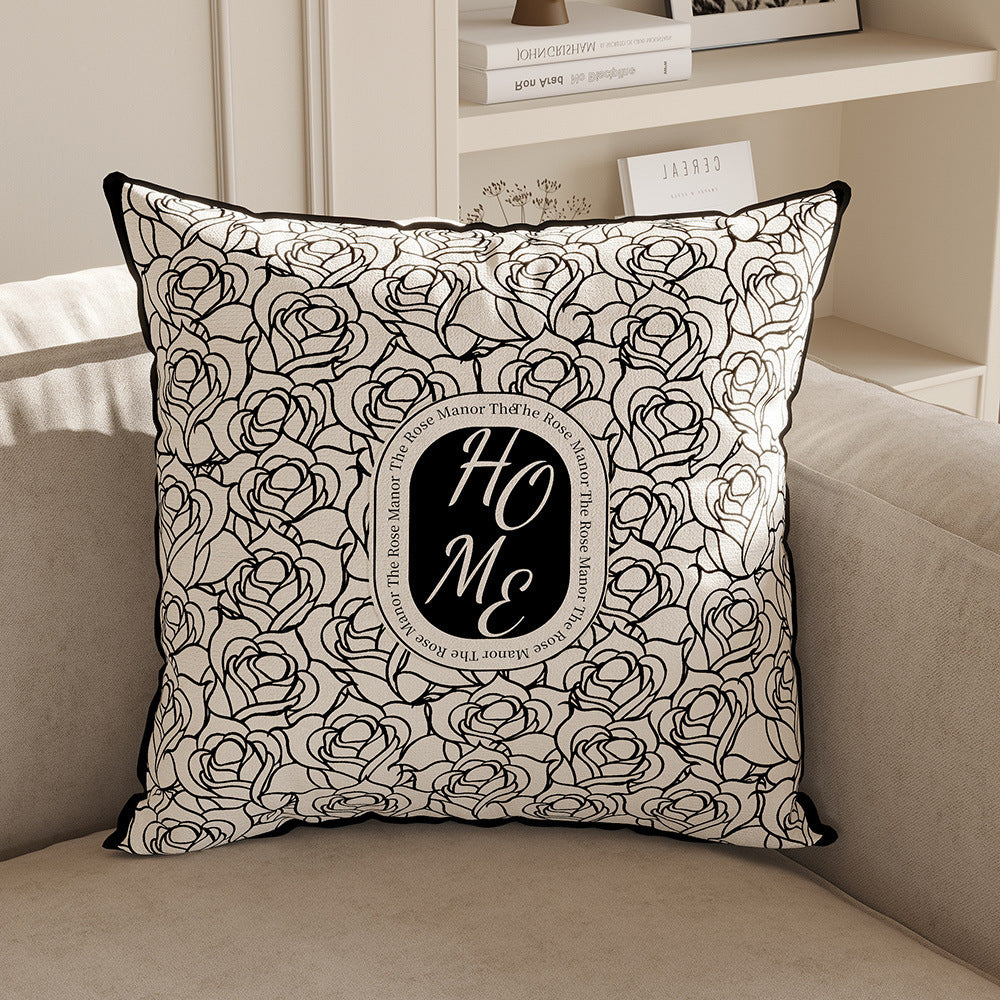Black and White Botanical & Stripe Pillow Covers, Double-Sided Printed Decorative Cushion Covers for Sofas, Bedrooms and Cozy Living Rooms