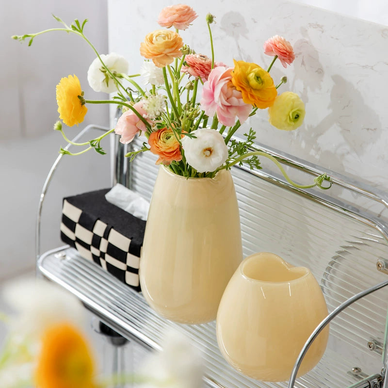 Nordic retro glass floral ware, ins style French niche living room vase, high-end dining table decoration ornament