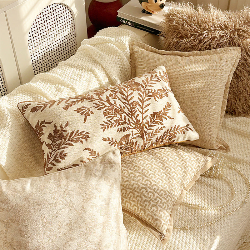 Warm Neutral Decorative Pillow Covers, Leaf, Butterfly and Textured Designs for Cozy Sofas, Bedrooms and Reading Corners