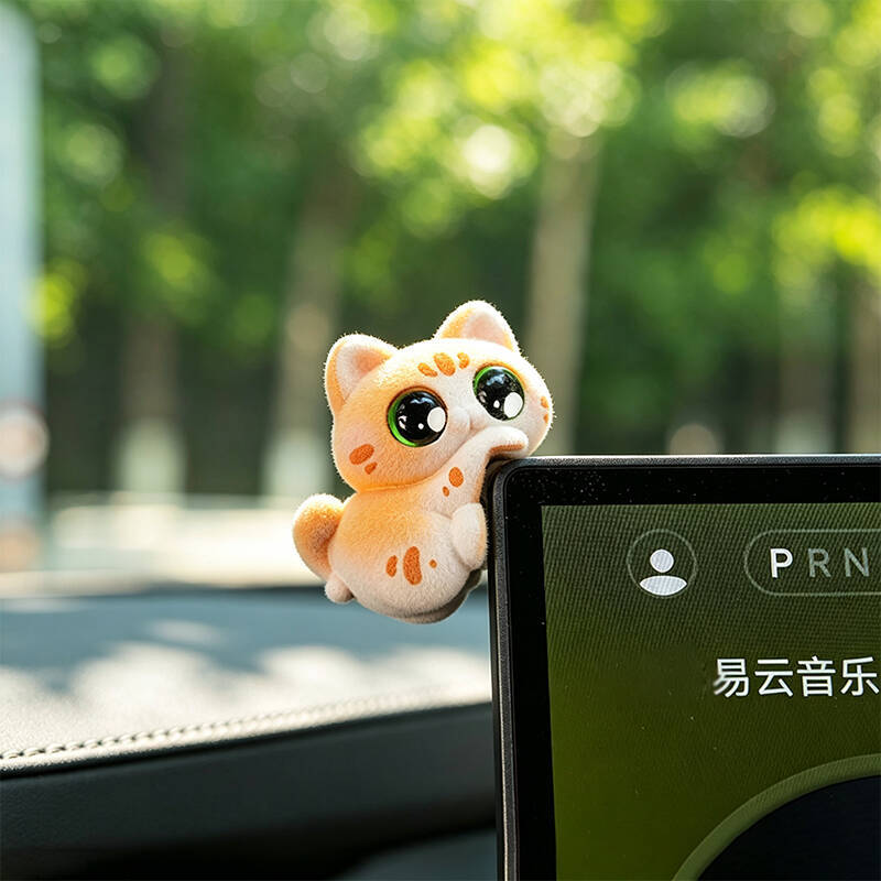 Playful Peeking Cat Car Accent, Mini Resin Dashboard Figurine in Six Cat Styles for Car Interiors, Desks and Small Gifts