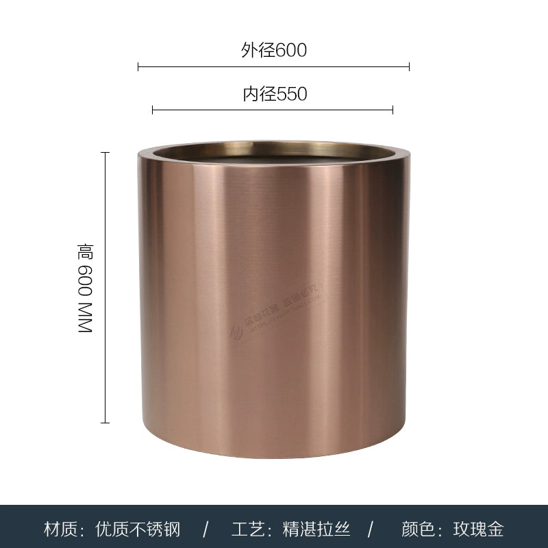 Nordic Creative Cylindrical Stainless Steel Flower Pot - Modern Planter with Diverse Visual Aesthetics for Indoor & Outdoor Decoration