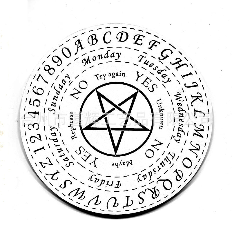 黑白七星阵摆盘松木能量板木质雕刻图案工艺品家居冥想摆件挂饰