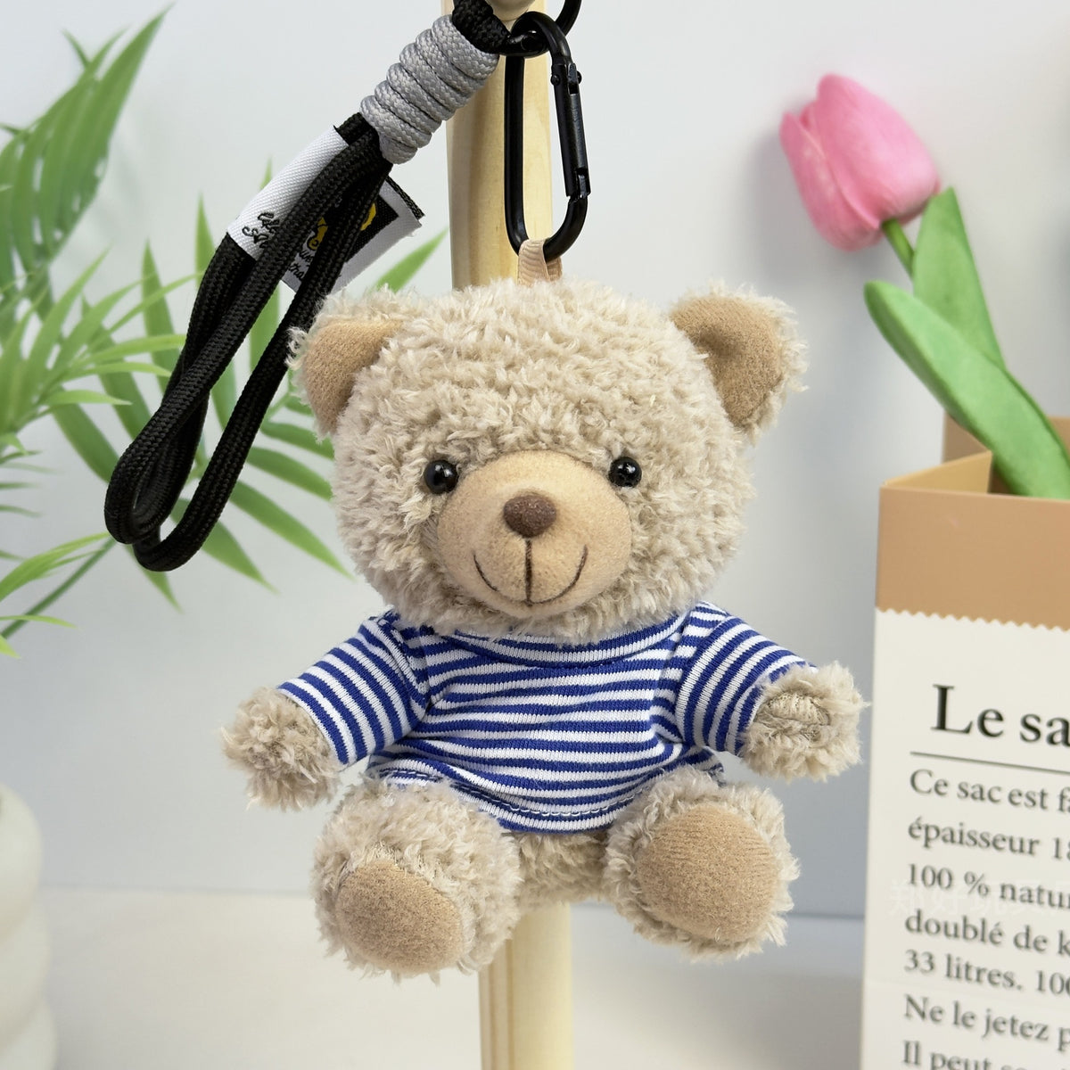 Outfit Teddy Bear Plush Bag Charm, 11 cm Mini Stuffed Bear Keychain in Colorful Sweaters and Shirts