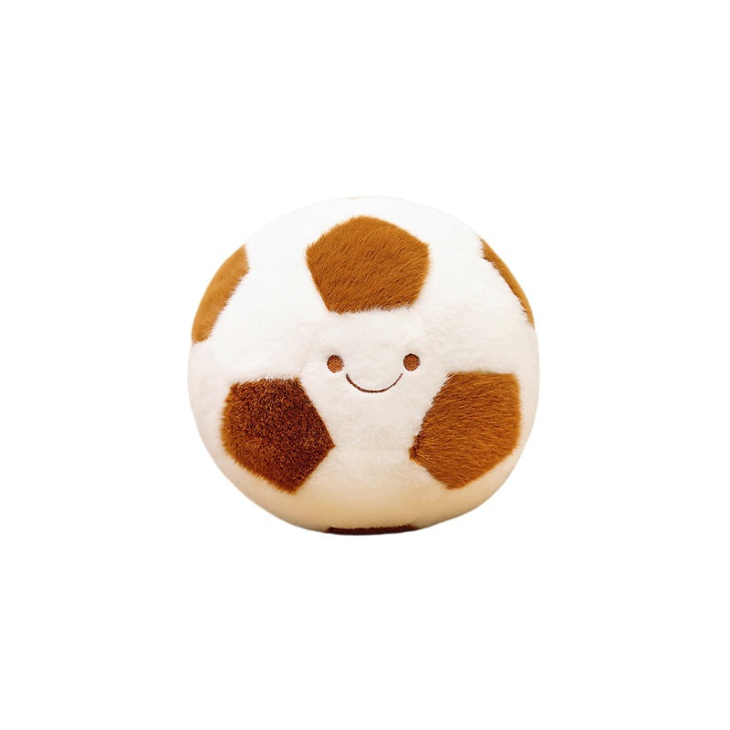Smiling Soccer Ball Plush Toy, 25 cm Fuzzy Football Cushion in Seven Colors for Sporty Bedrooms, Playful Shelves and Gifts