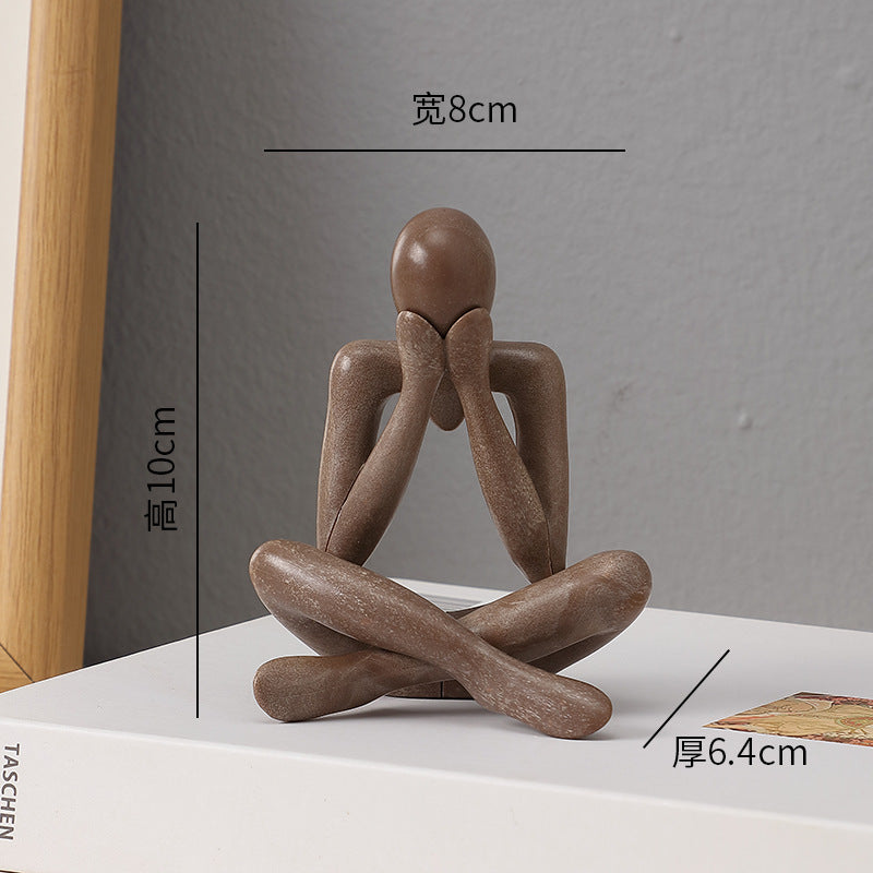 Abstract Thinker Figurine in Four Seated Poses and Four Colors, Modern Mini Sculpture for Desks, Shelves and Creative Gifts
