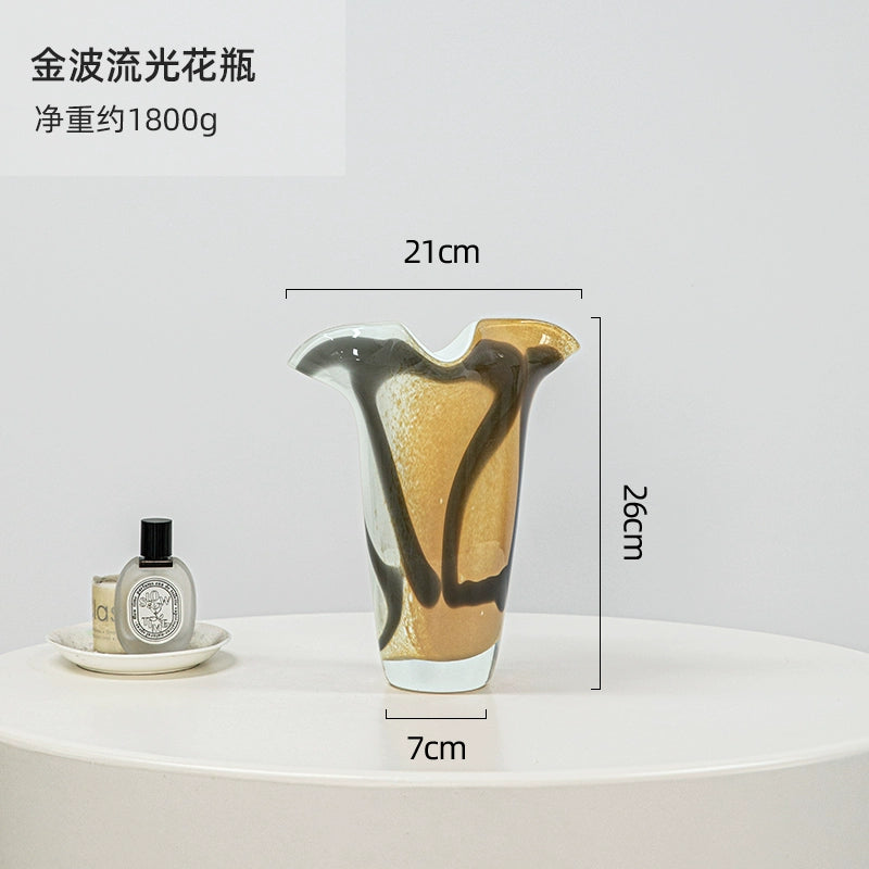 Medieval French Golden Glass Vase