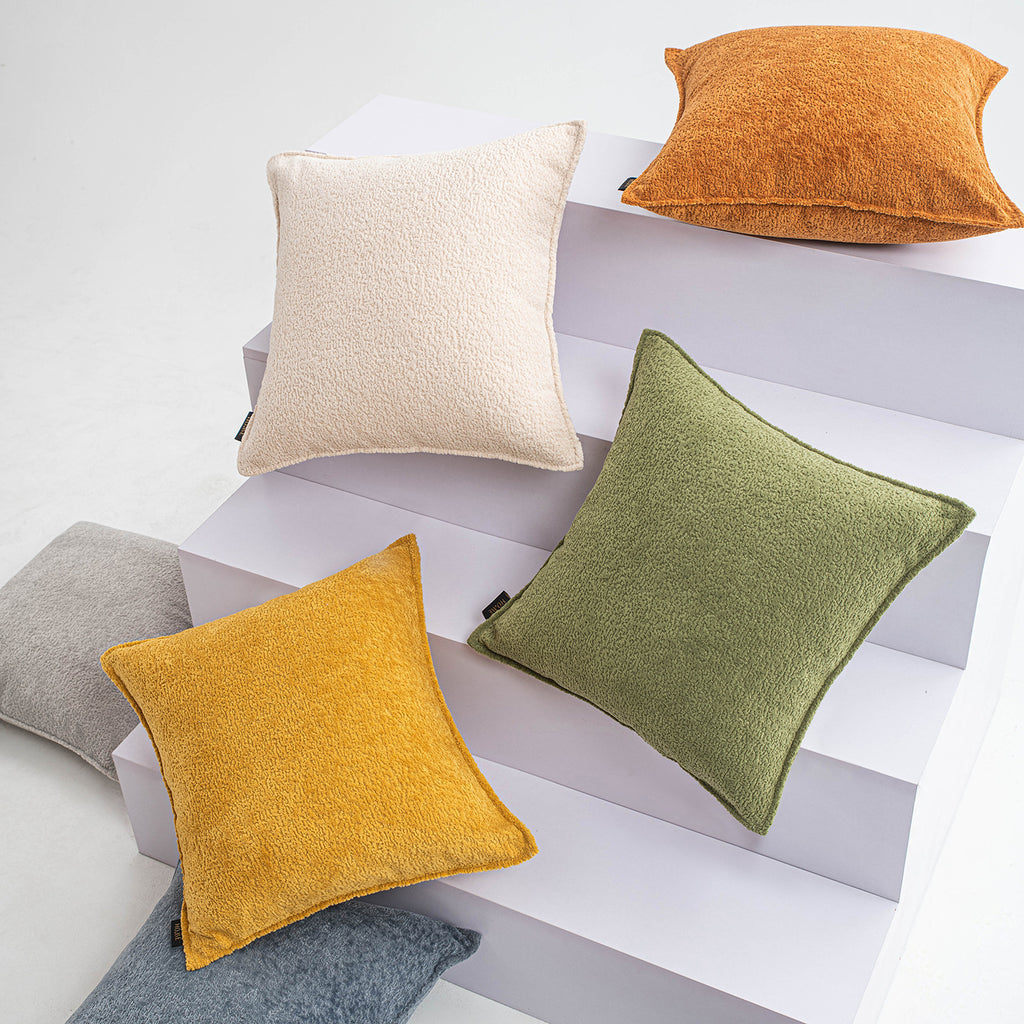 Soft Textured Solid Color Pillow Covers in Nine Sizes, Warm Neutral and Colorful Cushion Covers for Sofas and Bedrooms