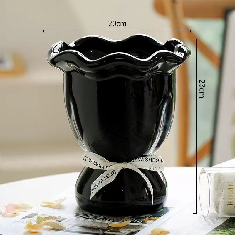 Handblown Cream Soft - Shaped Decorative Vases