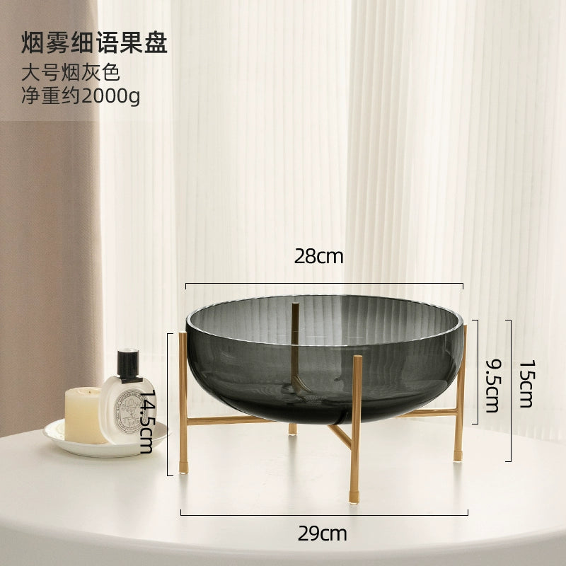 Artisan Blown Glass Vase & Fruit Bowl Set with Gold - Plated Metal Stand, Water - Friendly, Odorless, Stain & Fade Resistant, Decor for Living Room & Dining Table,