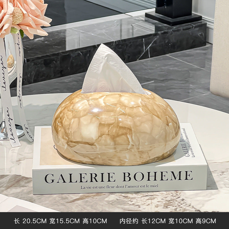 Sculptural Water Drop Tissue Box Cover, Marble-Look and Iridescent Tabletop Holder for Elegant Living Room Decor