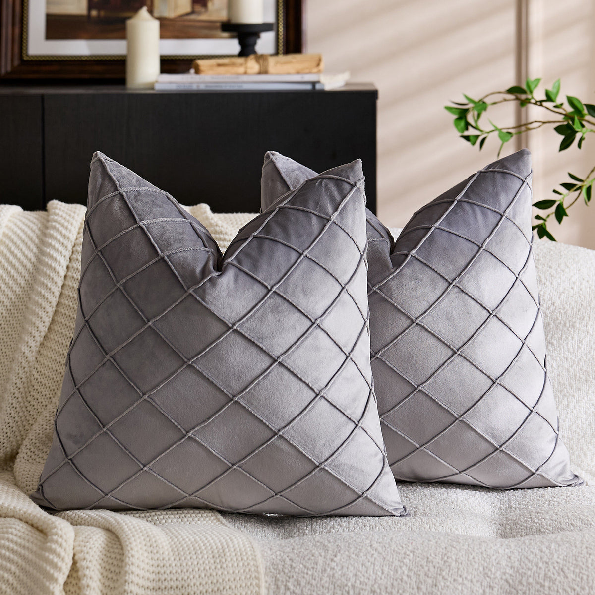 Solid Velvet Pillow Cover in 21 Colors, Decorative Square and Lumbar Cushion Cover for Sofas, Bedrooms and Cozy Home Styling