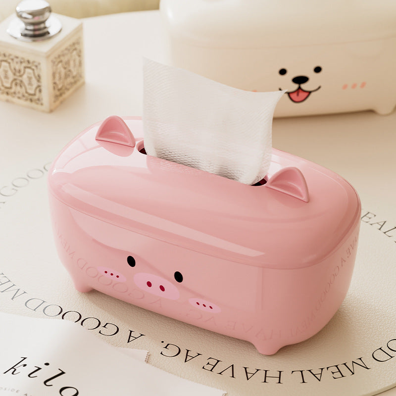 Playful Animal Tissue Box Cover, Cute Bear, Pig, Dog or Deer Tabletop Tissue Holder for Living Rooms, Bedrooms and Desks