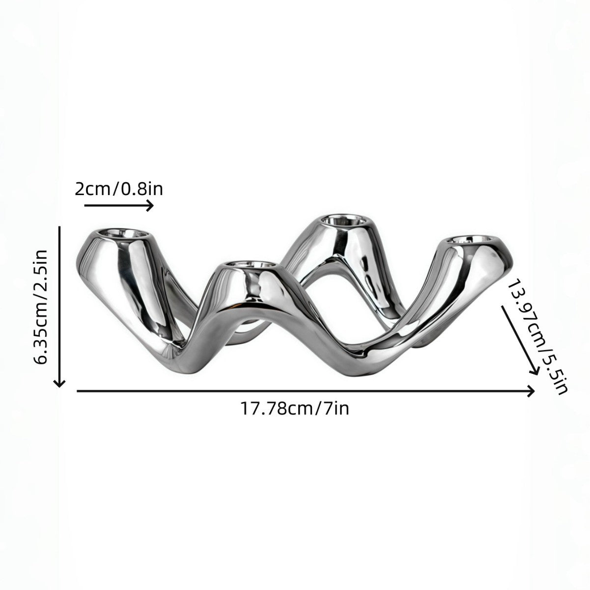 Wave Design 4-Hole Ceramic Candelabra – Gold/Silver Taper Candle Holder for Home & Event Decor