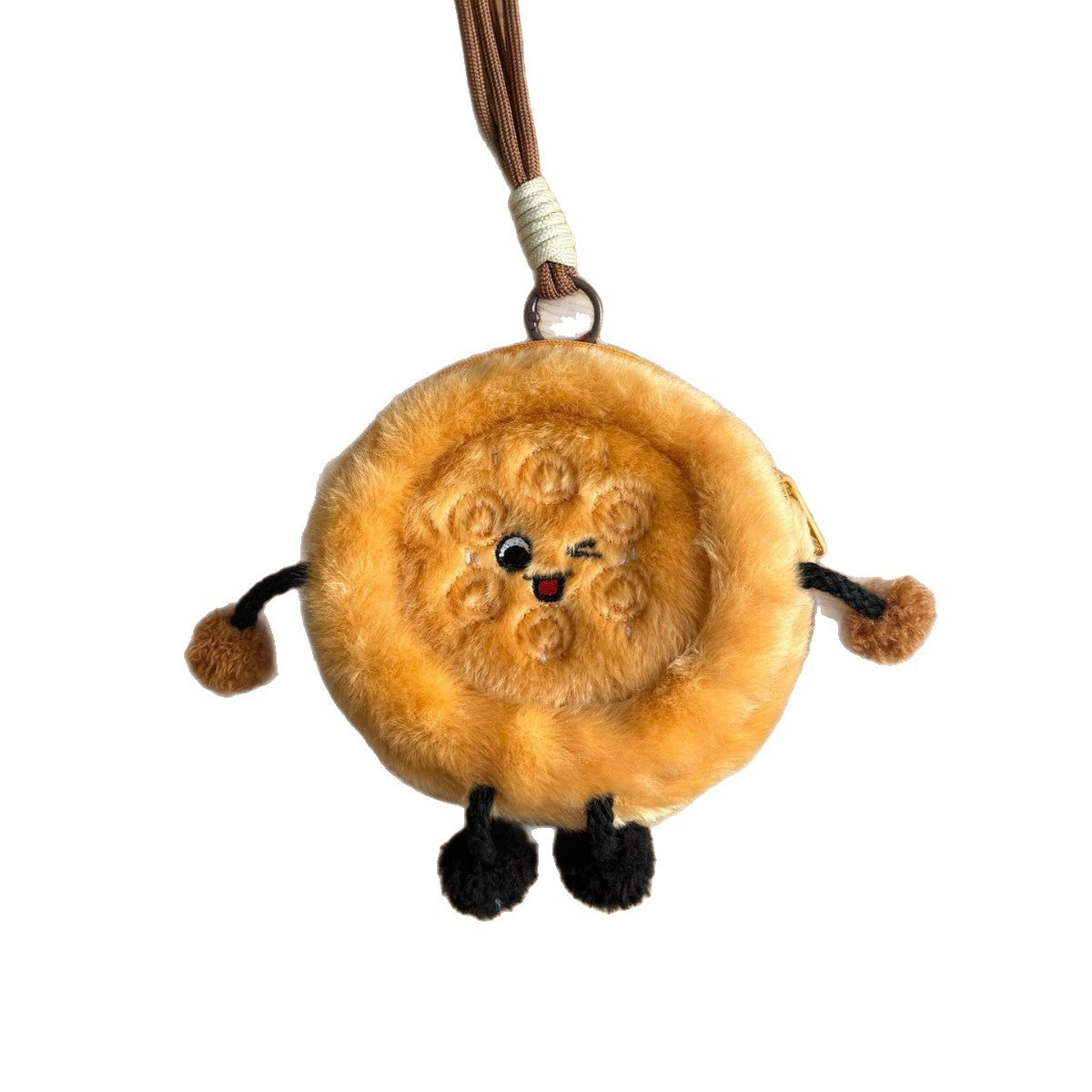 Xinjiang Naan Bread Plush Coin Purse, 12 cm Smiling Food Charm Bag with Four Playful Designs
