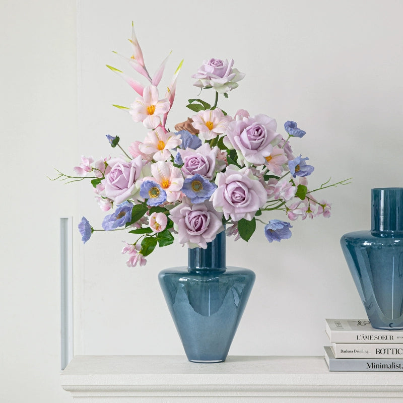 Deep Blue Vintage Glass Flower