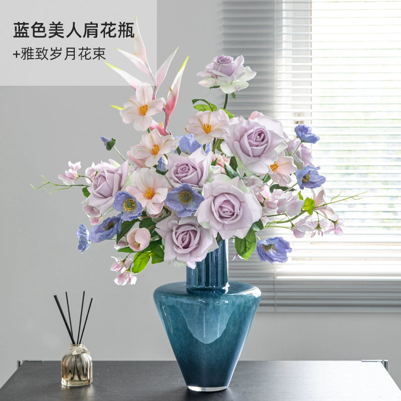 Deep Blue Vintage Glass Flower