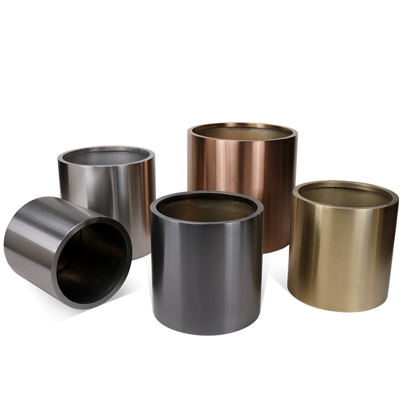 Nordic Creative Cylindrical Stainless Steel Flower Pot - Modern Planter with Diverse Visual Aesthetics for Indoor & Outdoor Decoration