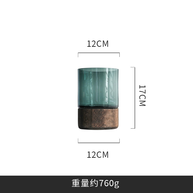 Solid wood vase decoration, living room flower arrangement glass