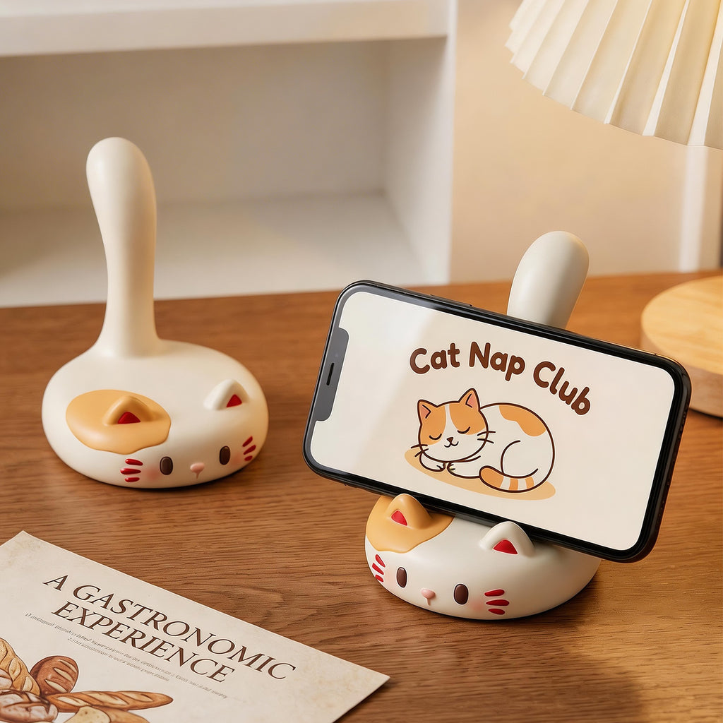 Whimsical Cat and Bunny Phone Stands, Decorative Desktop Holders for Workspaces and Thoughtful Gifts