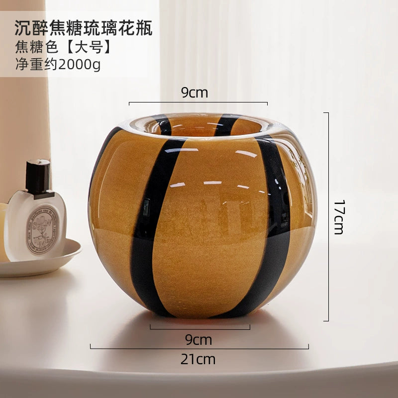 Caramel colored antique glass vase