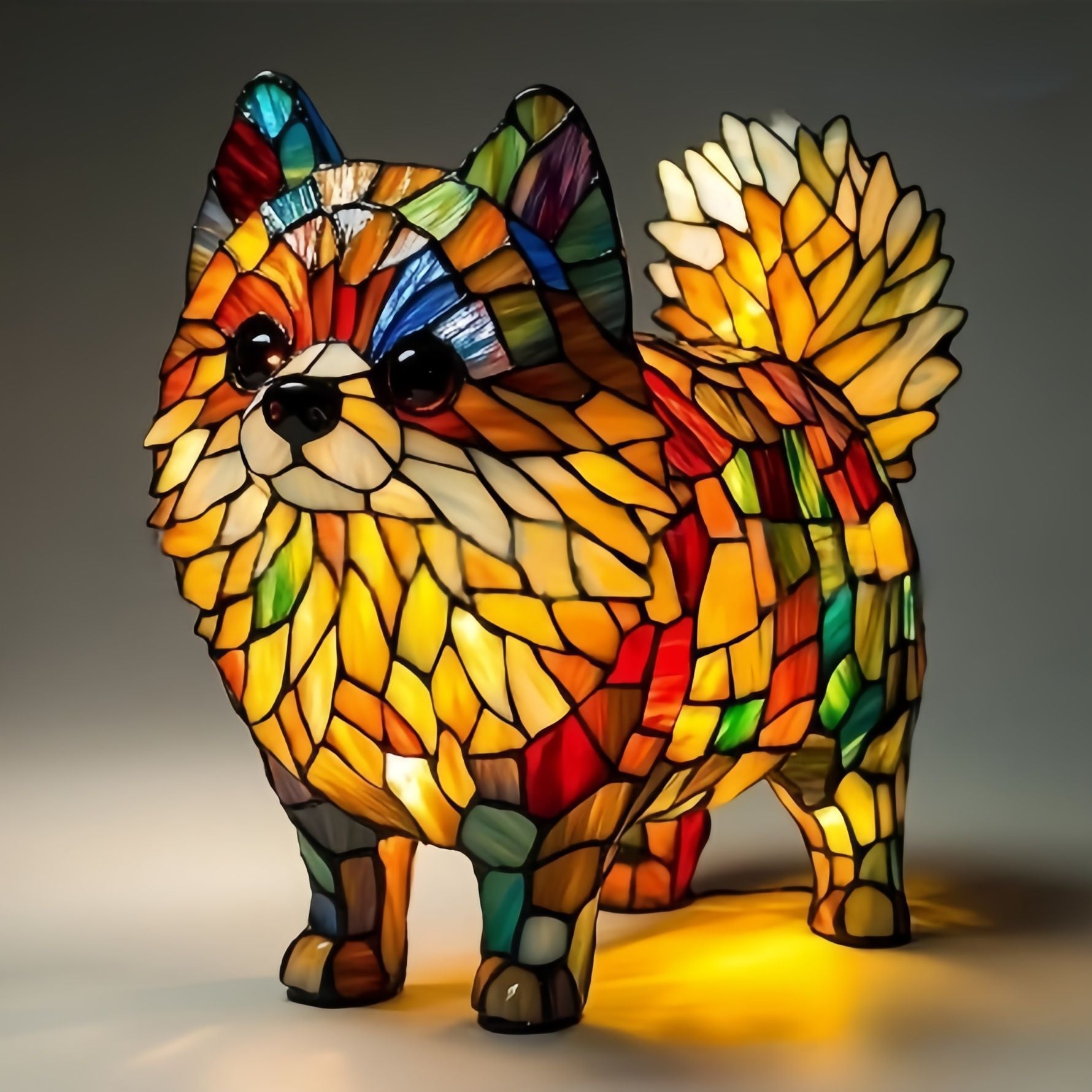 Resin Stained Glass Pet Lamp - Dog/Cat Night Light for Bedroom | Pet Lover Decor | Dachshund/Beagle/Black Cat Table Lamp