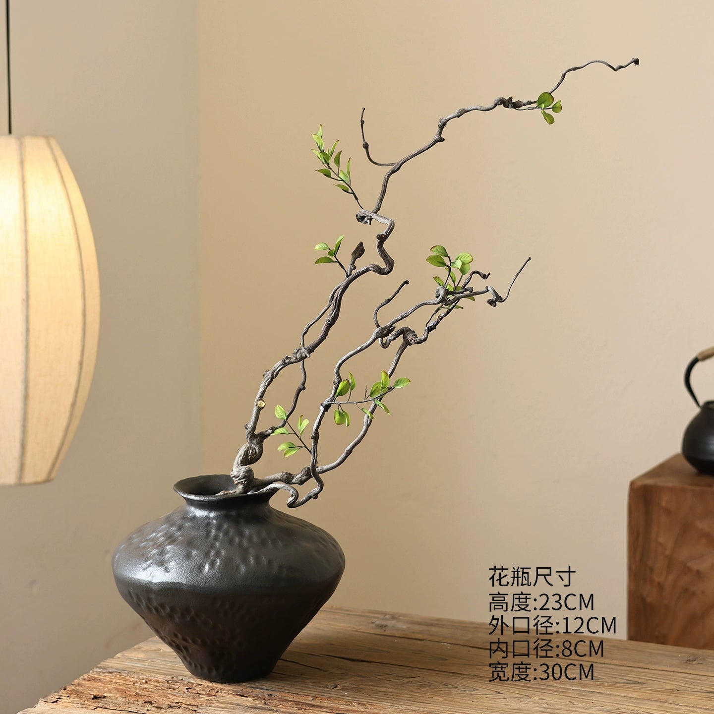 Snowfall Wabi Sabi style ceramic vase Zen retro rough pottery jar