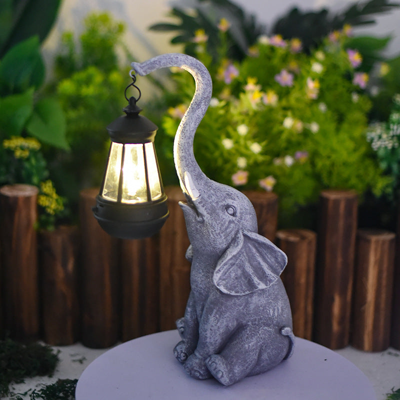 Solar Garden Lights Resin Elf Statue - Outdoor Decorative Solar-Powered LED Lights for Yard, Patio, Garden - Cute Resin Fairy/Elephant/Cat Figurine Solar Lamp (Waterproof, Auto On/Off)