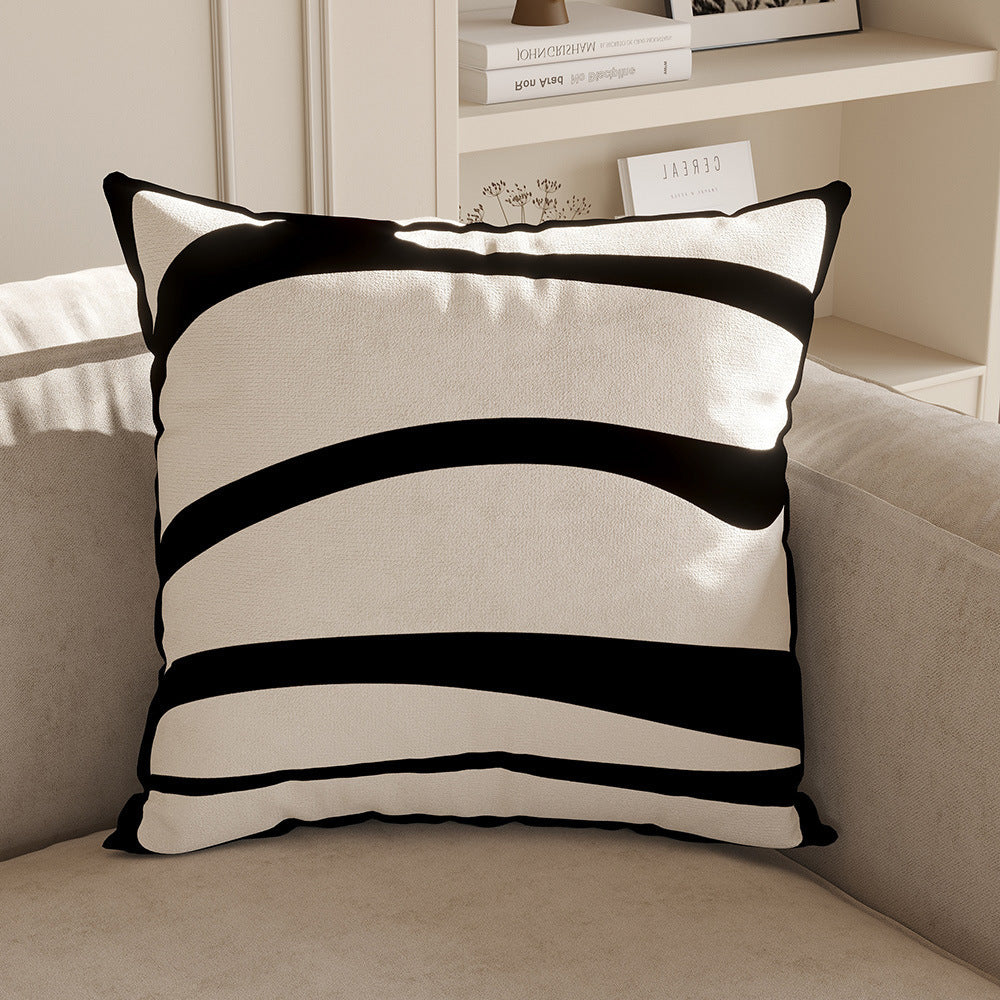 Black and White Botanical & Stripe Pillow Covers, Double-Sided Printed Decorative Cushion Covers for Sofas, Bedrooms and Cozy Living Rooms