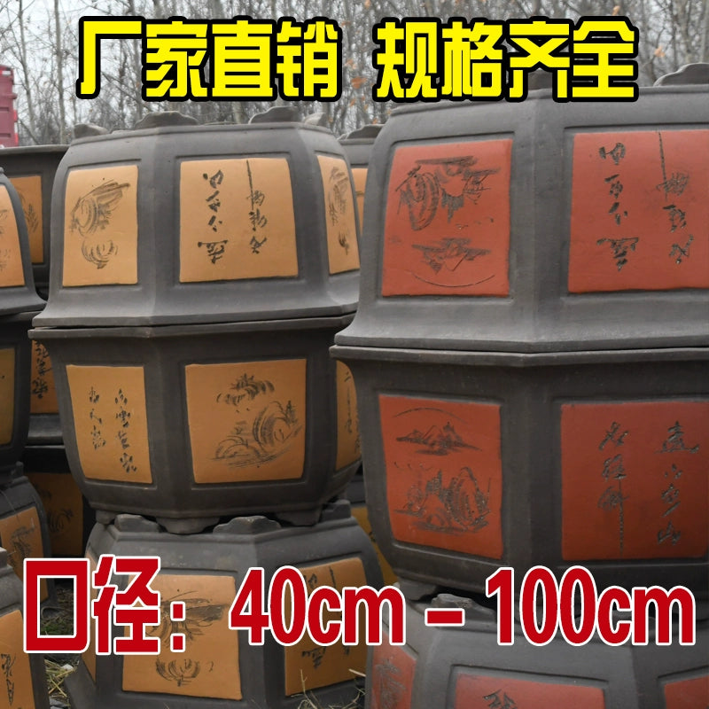 Large Purple Clay Flower Pot, Traditional Chinese Craft, Multi - functional for Flower Planting, Home Decoration & Handicraft Display