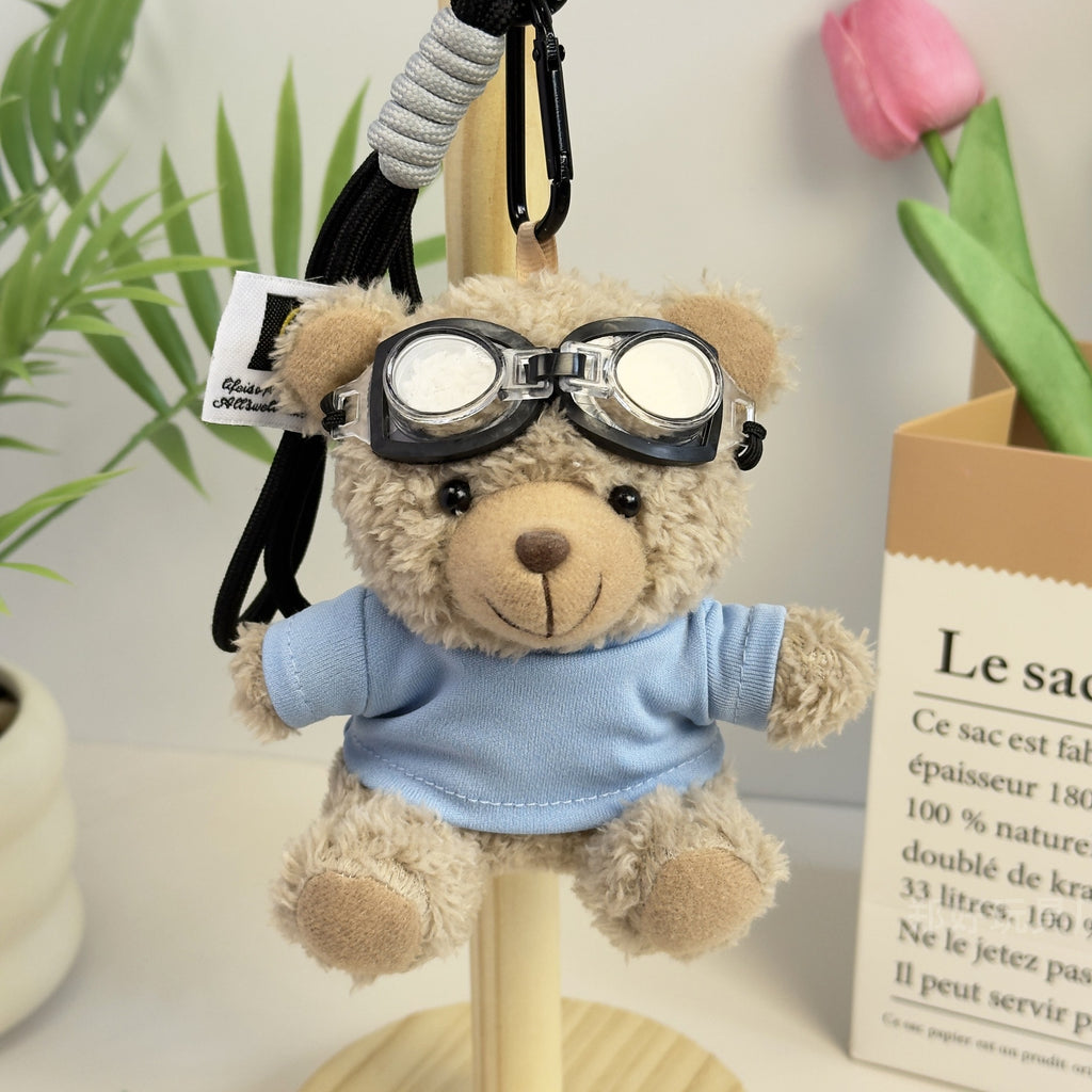 Outfit Teddy Bear Plush Bag Charm, 11 cm Mini Stuffed Bear Keychain in Colorful Sweaters and Shirts