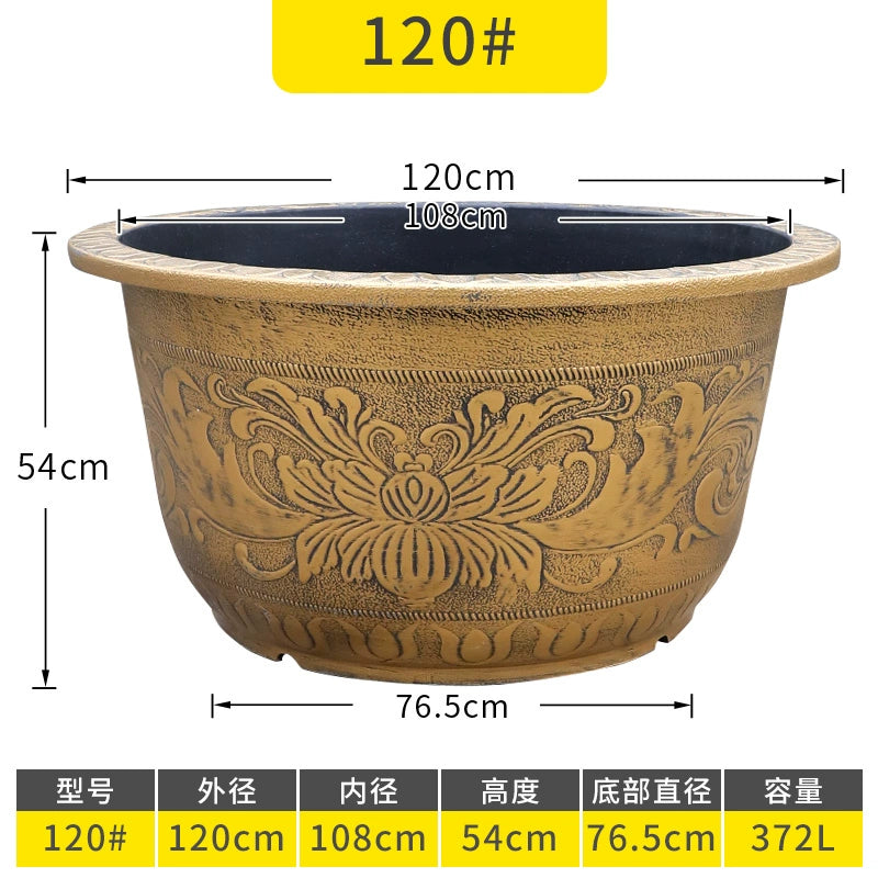 Vintage Resin Flower Pot with Historical Craftsmanship, Outer Diameter 29.5-149cm & Inner Diameter 25-130cm, Retro Planter for Indoor/Outdoor Garden Decoration