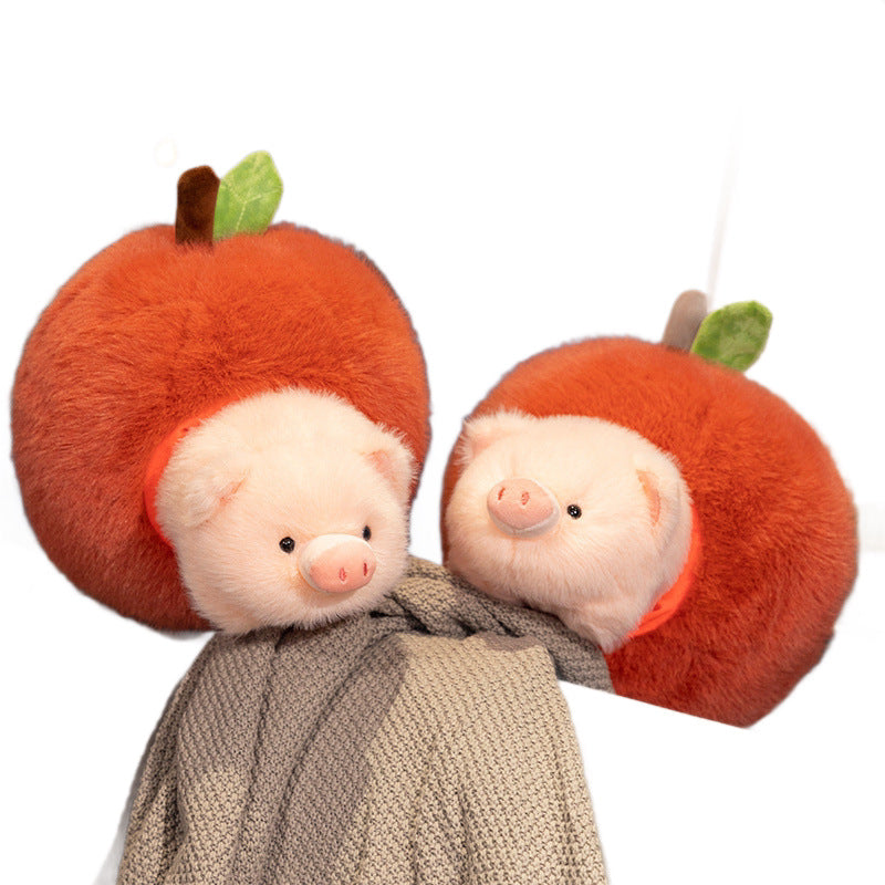 Apple Pig Plush Toy, 30 cm Round Fruit Costume Animal Friend for Cozy Rooms and Thoughtful Gifts