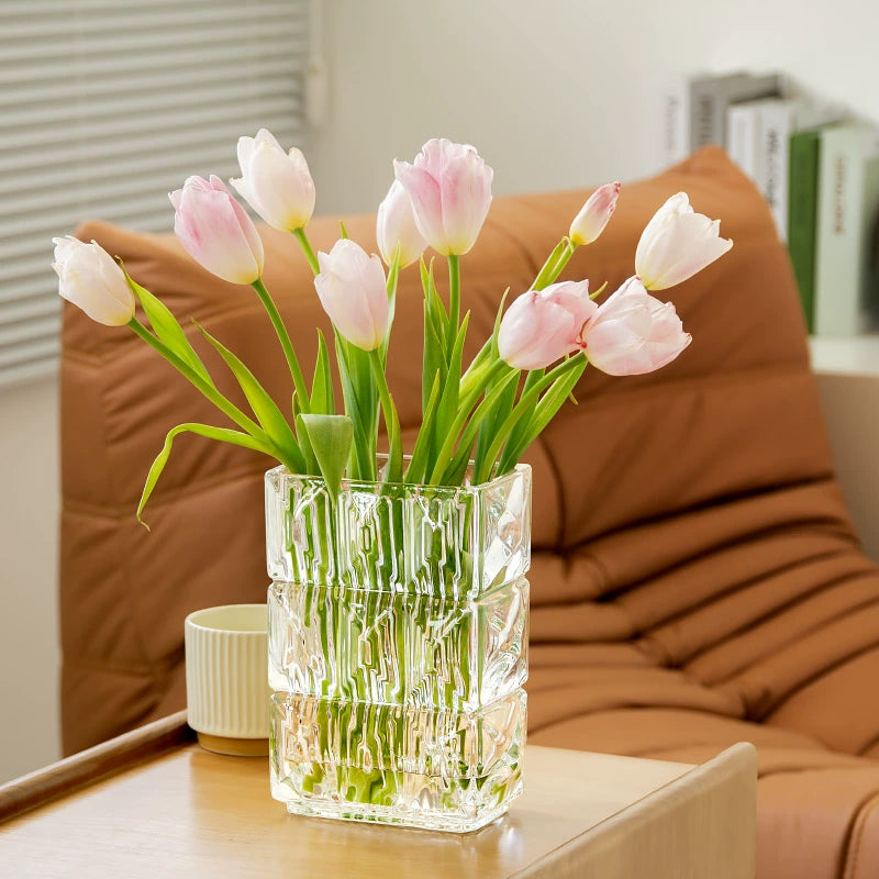 Heavy - Duty Textured Glass Flower Vase
