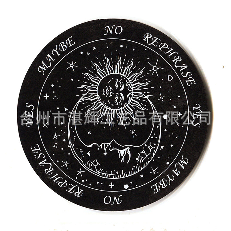 黑白七星阵摆盘松木能量板木质雕刻图案工艺品家居冥想摆件挂饰