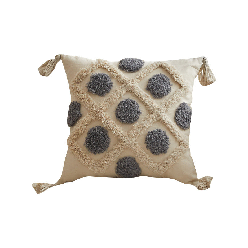 Textured Tufted Pillow Cover with Tassels | Four Boho Geometric Patterns for Sofas, Reading Nooks and Cozy Bedrooms