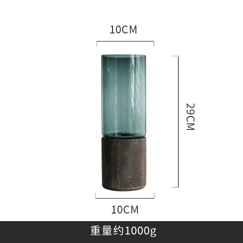 Solid wood vase decoration, living room flower arrangement glass
