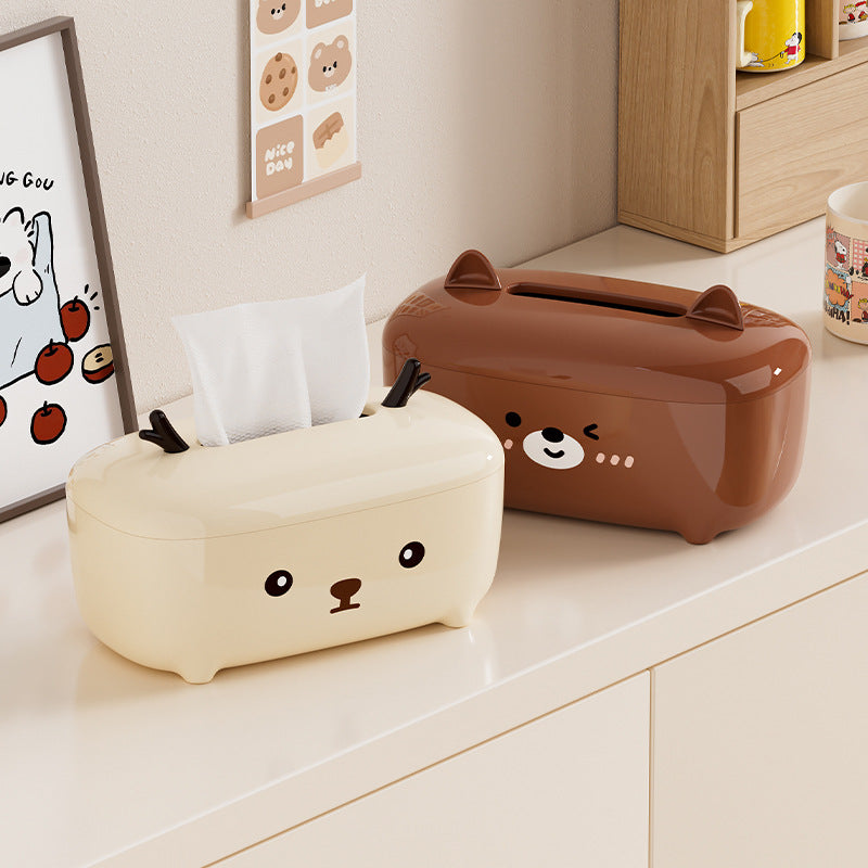 Playful Animal Tissue Box Cover, Cute Bear, Pig, Dog or Deer Tabletop Tissue Holder for Living Rooms, Bedrooms and Desks